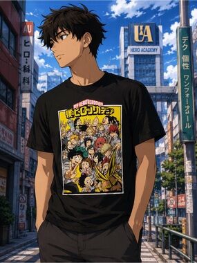 My Hero Academia Anime Graphic Tee Black Funimation Shirt Size Medium